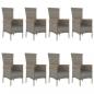 Preview: 9-tlg. Garten-Essgruppe mit Kissen Grau Poly Rattan