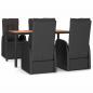 Preview: 5-tlg. Garten-Essgruppe mit Kissen Schwarz Poly Rattan