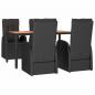 Preview: 5-tlg. Garten-Essgruppe mit Kissen Schwarz Poly Rattan
