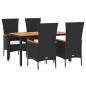 Preview: 5-tlg. Garten-Essgruppe mit Kissen Schwarz Poly Rattan