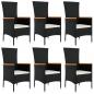 Preview: 7-tlg. Garten-Essgruppe mit Kissen Schwarz Poly Rattan