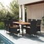 Preview: ARDEBO.de - 9-tlg. Garten-Essgruppe mit Kissen Schwarz Poly Rattan
