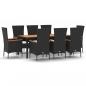 Preview: 9-tlg. Garten-Essgruppe mit Kissen Schwarz Poly Rattan