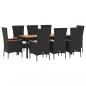 Preview: 9-tlg. Garten-Essgruppe mit Kissen Schwarz Poly Rattan