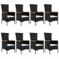 Preview: 9-tlg. Garten-Essgruppe mit Kissen Schwarz Poly Rattan