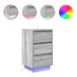 Preview: Nachttisch mit LED-Leuchten Grau Sonoma 38x34x65 cm