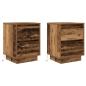 Preview: Nachttische mit LED-Leuchten 2 Stk. Altholz-Optik 38x34x50 cm