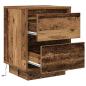 Preview: Nachttische mit LED-Leuchten 2 Stk. Altholz-Optik 38x34x50 cm