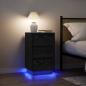 Preview: ARDEBO.de - Nachttisch mit LED-Leuchten Schwarz 38x34x65 cm