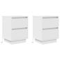 Preview: Nachttische mit LED-Leuchten 2 Stk. Weiß 38x34x50 cm