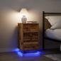 Preview: ARDEBO.de - Nachttisch mit LED-Leuchten Altholz-Optik 38x34x65 cm