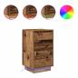 Preview: Nachttisch mit LED-Leuchten Altholz-Optik 38x34x65 cm