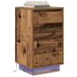 Preview: Nachttisch mit LED-Leuchten Altholz-Optik 38x34x65 cm