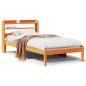 Preview: Bettgestell mit Kopfteil ohne Matratze Wachsbraun 75x190 cm