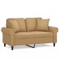 Preview: 2-Sitzer-Sofa mit Zierkissen Braun 120 cm Samt