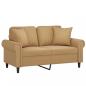 Preview: 2-Sitzer-Sofa mit Zierkissen Braun 120 cm Samt