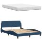 Preview: Bett mit Matratze Blau 140x190 cm Stoff