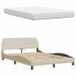 Preview: Bett mit Matratze Creme 140x190 cm Stoff
