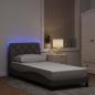 Preview: ARDEBO.de - Bettgestell mit LED ohne Matratze Taupe 80x200 cm Stoff