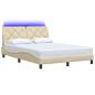 Preview: Bettgestell mit LED ohne Matratze Creme 140x190 cm Stoff