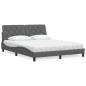 Preview: ARDEBO.de - Bett mit Matratze Dunkelgrau 160x200 cm Stoff
