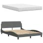 Preview: Bett mit Matratze Dunkelgrau 120x200 cm Stoff