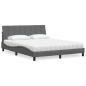 Preview: ARDEBO.de - Bett mit Matratze Dunkelgrau 160x200 cm Stoff