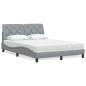 Preview: ARDEBO.de - Bett mit Matratze Hellgrau 120x200 cm Stoff