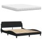 Preview: Bett mit Matratze Schwarz 160x200 cm Stoff