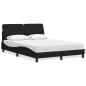 Preview: ARDEBO.de - Bett mit Matratze Schwarz 140x200 cm Stoff