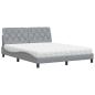 Preview: Bett mit Matratze Hellgrau 160x200 cm Stoff