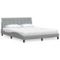 Preview: ARDEBO.de - Bett mit Matratze Hellgrau 160x200 cm Stoff