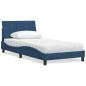 Preview: ARDEBO.de - Bett mit Matratze Blau 100x200 cm Stoff