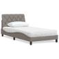 Preview: ARDEBO.de - Bett mit Matratze Taupe 100x200 cm Stoff