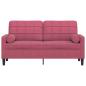 Preview: 2-Sitzer-Sofa mit Zierkissen Weinrot 140 cm Samt