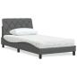 Preview: ARDEBO.de - Bett mit Matratze Dunkelgrau 100x200 cm Stoff