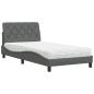 Preview: Bett mit Matratze Dunkelgrau 100x200 cm Stoff