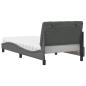 Preview: Bett mit Matratze Dunkelgrau 100x200 cm Stoff