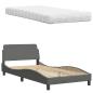 Preview: Bett mit Matratze Dunkelgrau 100x200 cm Stoff