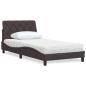 Preview: ARDEBO.de - Bett mit Matratze Dunkelbraun 100x200 cm Stoff