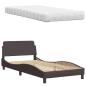 Preview: Bett mit Matratze Dunkelbraun 100x200 cm Stoff