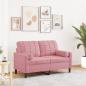 Preview: ARDEBO.de - 2-Sitzer-Sofa mit Zierkissen Rosa 120 cm Samt