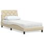 Preview: ARDEBO.de - Bett mit Matratze Creme 80x200 cm Stoff