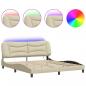 Preview: Bettgestell mit LED ohne Matratze Creme 180x200 cm Stoff
