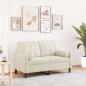 Preview: ARDEBO.de - 2-Sitzer-Sofa mit Zierkissen Creme 120 cm Samt