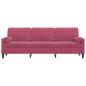 Preview: Sofa 3-Sitzer mit Zierkissen Weinrot 210 cm Samt