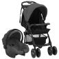 Preview: 3-in-1 Kinderwagen Dunkelgrau und Schwarz Stahl