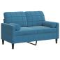 Preview: 2-Sitzer-Sofa mit Zierkissen Blau 120 cm Samt