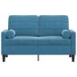 Preview: 2-Sitzer-Sofa mit Zierkissen Blau 120 cm Samt