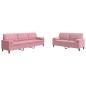 Preview: 2-tlg. Sofagarnitur mit Kissen und Nackenrollen Rosa Samt